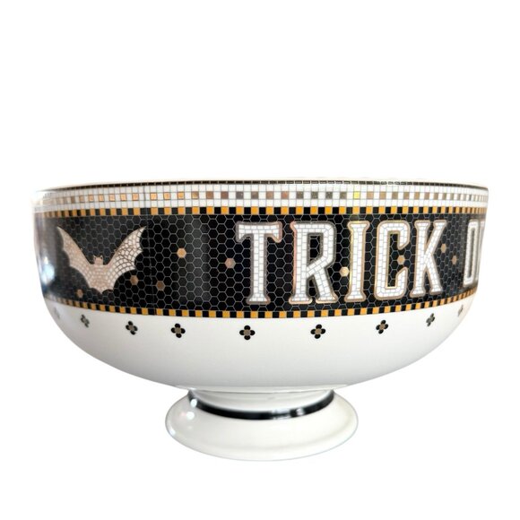 Anthropologie The Bistro Tile Stoneware Candy Bowl Halloween Edition NEW - Picture 3 of 12